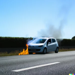 voiture en feu sur route